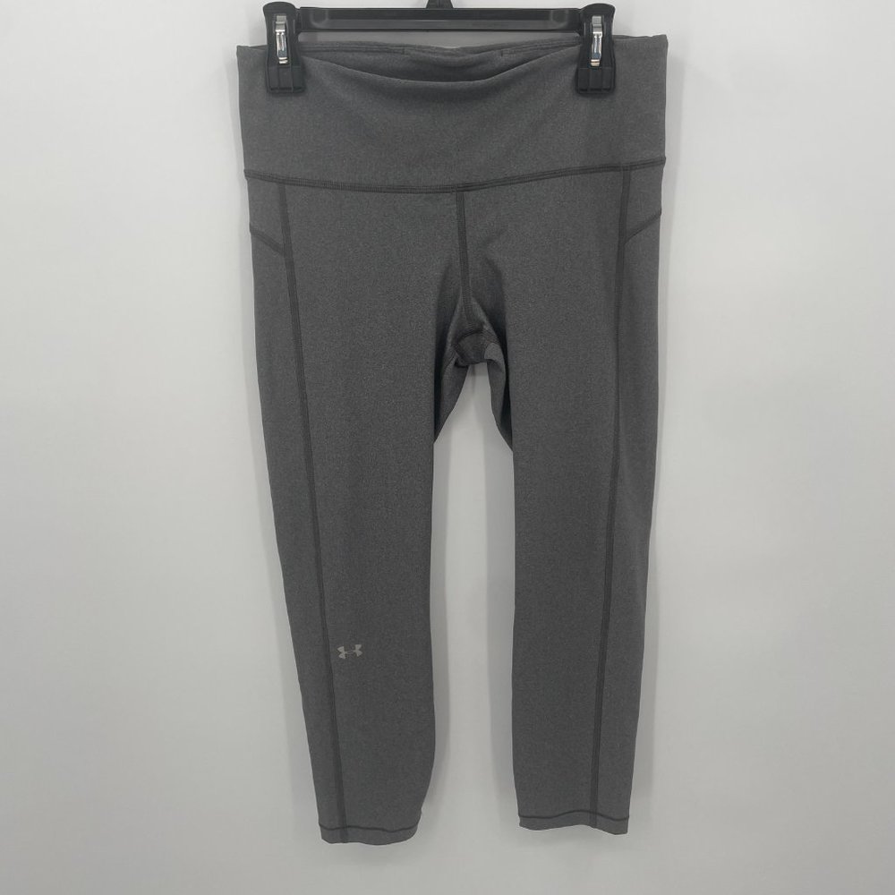 Under Armour Women's Heat Gear Armour Hi-Rise Ankle Crop Leggings Charcoal - Picture 2 of 7